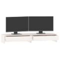 vidaXL Stojan na monitor biely 100x27x15 cm masívna borovica