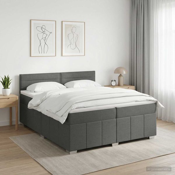 vidaXL Posteľ boxspring s matracom Tmavosivá 200 x 200 cm Látka