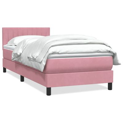 vidaXL Posteľný rám boxsping s matracom ružový 80x220 cm zamat