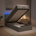 vidaXL Ottoman posteľ s matracom a LED Svetlosivá 90 x 190 cm Látka