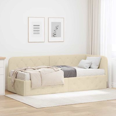 vidaXL Rohový rám postele Krémová 80 x 200 cm látka
