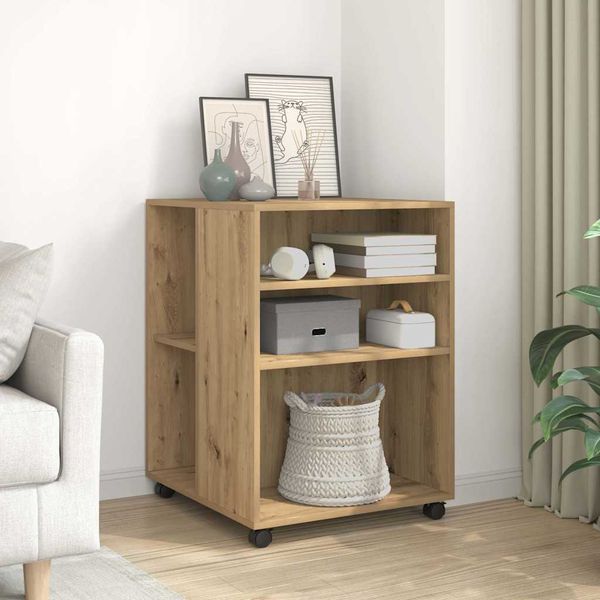 vidaXL Príručný stolík a kolieska dub artisan 55x60x78cm kompoz. drevo