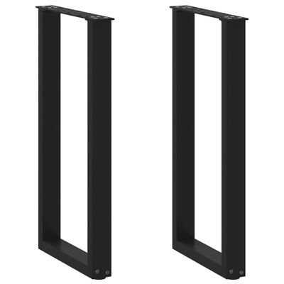 vidaXL Nohy ku konzolovému stolu v tvare U, 2 ks, čierne, 38 x (72-73) cm, oceľové