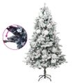 vidaXL Osvetlený vianočný stromček, zasnežený, šišky 195 cm, PVC a PE
