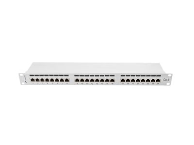Lanberg patch panel 24 portov 1U 19'' CAT.6 ftp tienený šedý