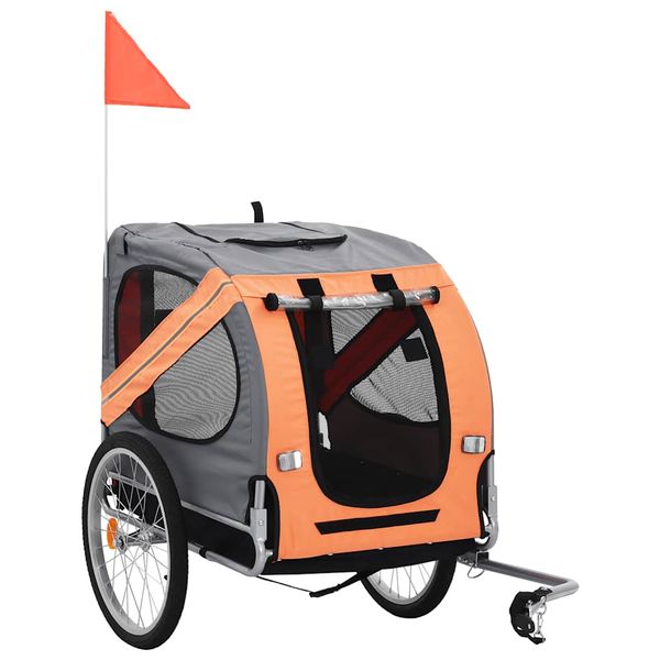 vidaXL Vozík za bicykel pre psa, oranžovo sivý