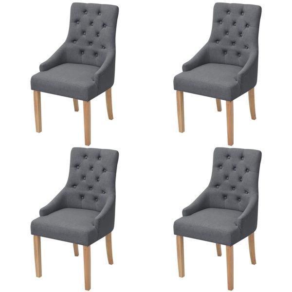 vidaXL Jedálenské stoličky 4 ks, tmavosivé, látka