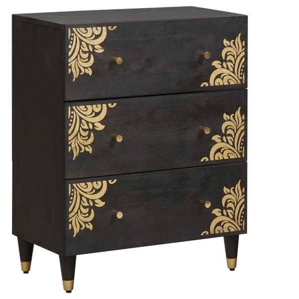 vidaXL Servírovacia skriňa Čierna 60 x 33 x 75 cm Masívne mango drevo