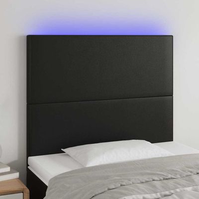 vidaXL Čelo postele s LED čierne 100x5x118/128 cm umelá koža