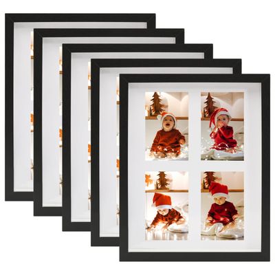 vidaXL 3D fotorámiky 5 ks čierne 28x35 cm na 4 obrázky (10x15 cm)