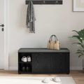 vidaXL Predsieňová lavica s vankúšom Čierny Dub 100 x 38 x 46 cm