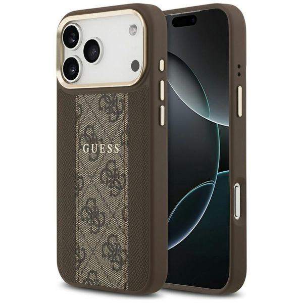 Puzdro Guess pre iPhone 17 Pro Max HC MAGSAFE PU S/ 4G PU STRIPE hnedé