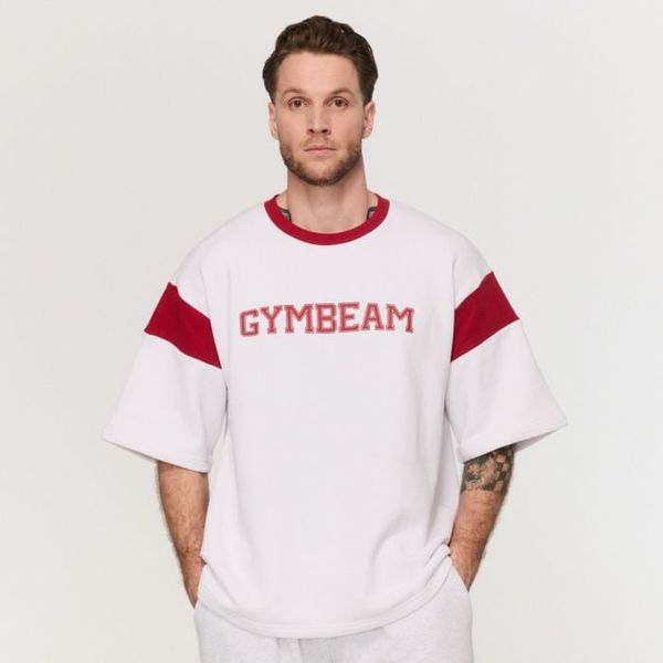 Tričko Premium Heavyweight Varsity White - GymBeam, veľkosť M