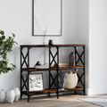 vidaXL Konzolový stolík dymový dub 100x28x80,5 cm kompozitné drevo