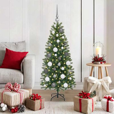 vidaXL Umelý vianočný stromček s 150 LED-i Zelená 120 cm PE a PVC