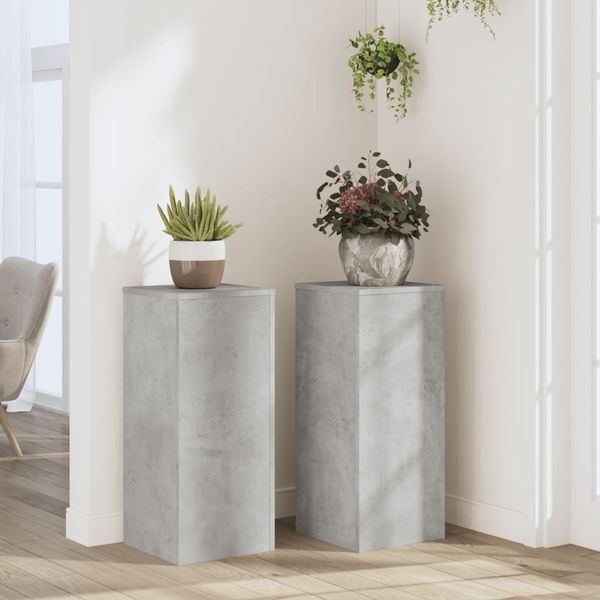 vidaXL Stojany na rastliny 2 ks betónovosivé 30x30x70 cm kompoz. drevo