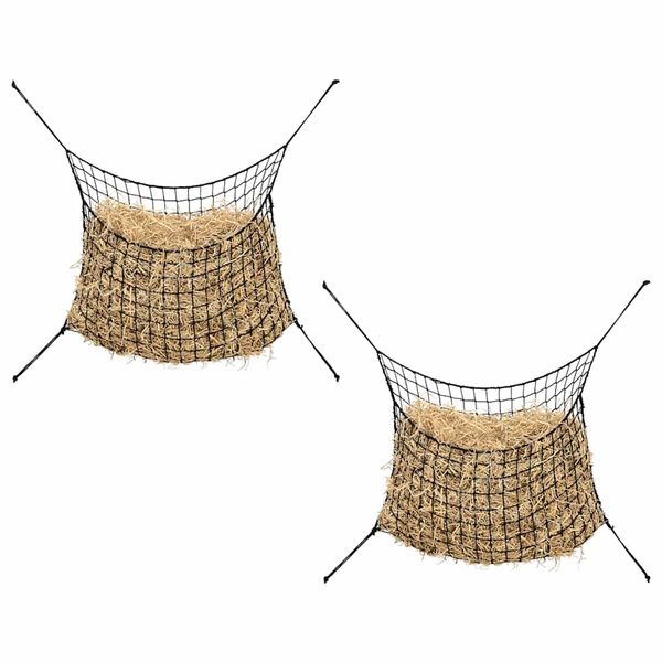 vidaXL Obdĺžniková sieťka na seno 2ks čierna 200x120 cm PP