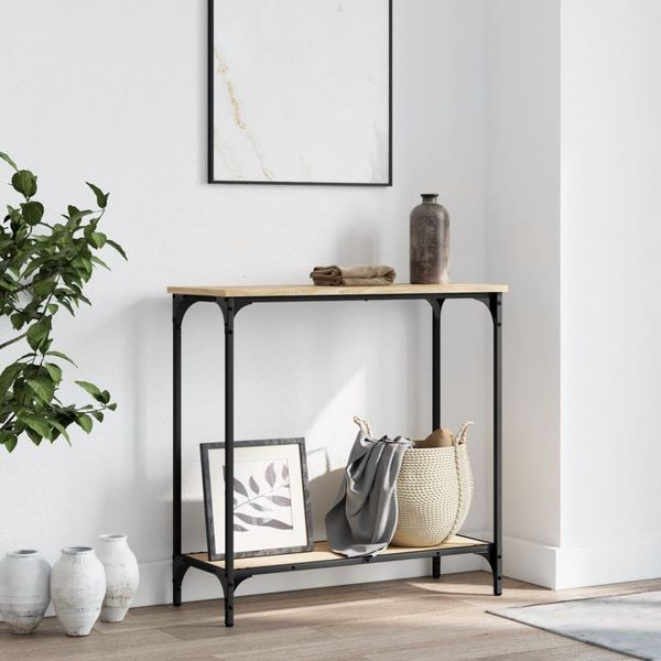 vidaXL Konzolový stolík, dub sonoma, 75x30,5x75 cm, imitácia dreva