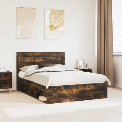 vidaXL Rám postele Dymová dub 140 x 200 cm Masívne borovicové drevo