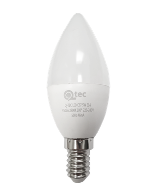 LED žiarovka Qtec 5W C37 E14 teplá biela