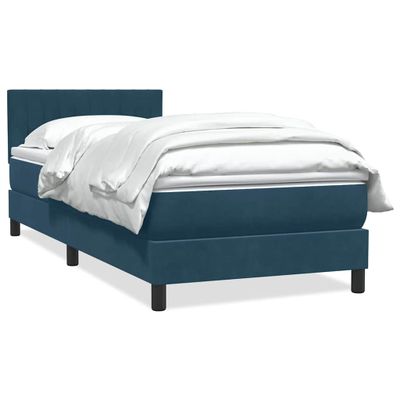 vidaXL Posteľný rám boxsping s matracom tmavomodrý 90x210 cm zamat