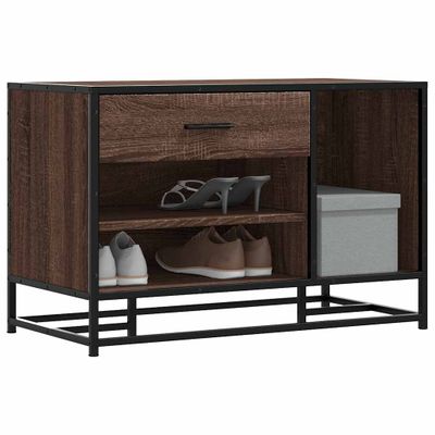 vidaXL Lavica na topánky hnedý dub 80x40x53,5 cm kompozitné drevo+kov