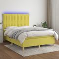 vidaXL Posteľ boxsping s matracom a LED zelená 140x190 cm látka