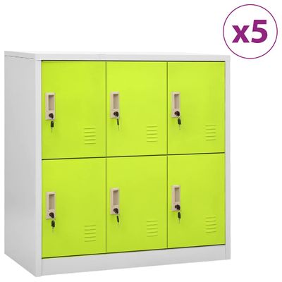 vidaXL Uzamykacie skrinky 5 ks bledosivé a zelené 90x45x92,5 cm oceľové