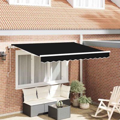 vidaXL Sklopná markíza Čierna 300 x 200 cm látka