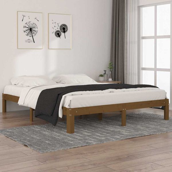 vidaXL Posteľný rám medovohnedý borovicový masív 160x200 cm