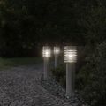 vidaXL Vonkajšie stojace lampy 3 ks strieborné 60cm nehrdzavejúca oceľ