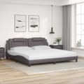 vidaXL Posteľ Viana s matracom sivá 200x200 cm umelá koža