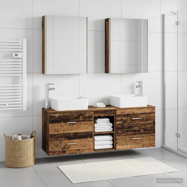 vidaXL Sada kúpeľňového nábytku 5 pcs Staré drevo