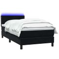 vidaXL Posteľný rám boxspring s matracom a LED čierny 90x220 cm zamat