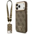 Guess 4G Triangle Logo & Big Strap Metal Buttons MagSafe puzdro pre iPhone 17 Pro Max hnedá