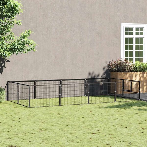 vidaXL Koterec pre psy čierny 8 m² oceľ