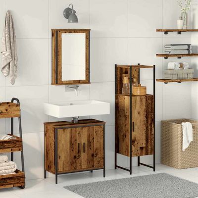 vidaXL Sada kúpeľňového nábytku 3 pcs Hnedá 33 x 33 x 120.5 cm
