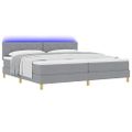 vidaXL LED box s pružinami s LED pásikmi Svetlosivá 200 x 200 cm látka