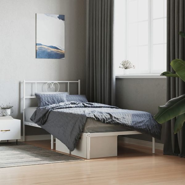 vidaXL Kovový rám postele s čelom biely 90x190 cm