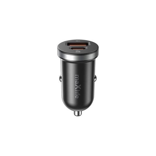 Maxlife MXCC-05 PD QC car charger 1x USB-C 1x USB 35W black