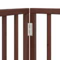 vidaXL Psia brána s dvierkami, skladacia, 4 panely, hnedá, 320 cm, topoľové drevo