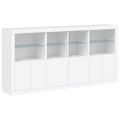 vidaXL Komoda s LED svetlami biela 202x37x100 cm