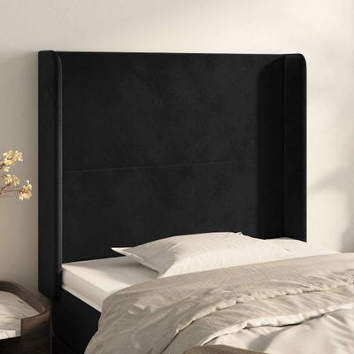 vidaXL Čelo postele so záhybmi čierne 93x16x118/128 cm zamat