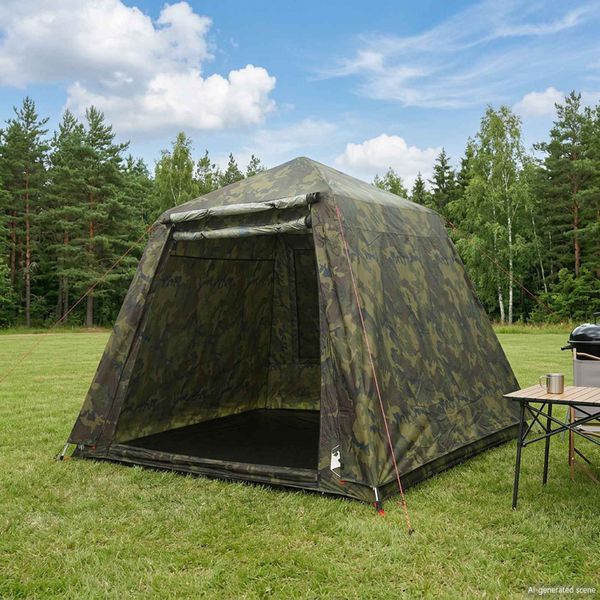 vidaXL Rybársky stan s rýchlym uvoľnením Pre 4 osoby Svetlý camouflage