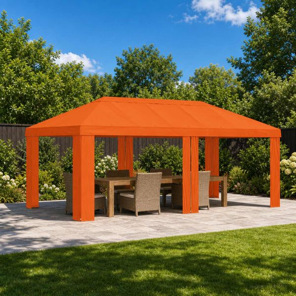 vidaXL Záhradný altánkový kryt 6 x 3 m Oranžová Polyester 190 gsm