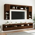vidaXL TV nástenná skrinka s LED svetlami hnedý dub 60x30x40 cm