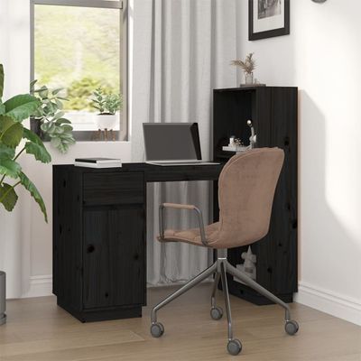 vidaXL Stolík čierny 110x53x117 cm masívne borovicové drevo