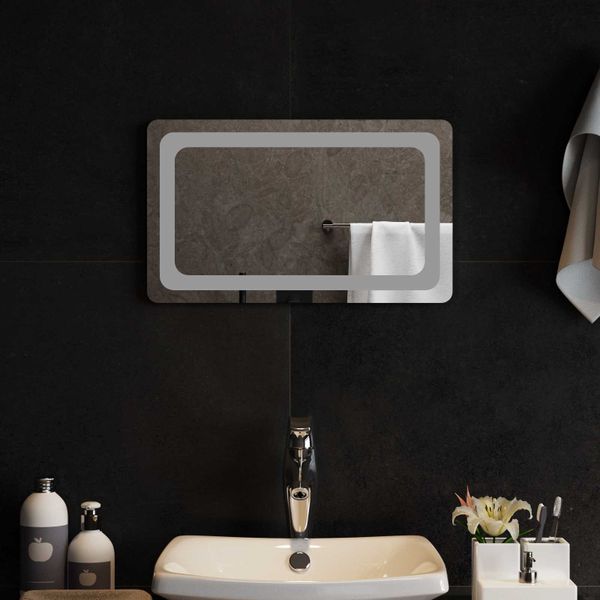vidaXL Zrkadlo do kúpeľne s LED Priehľadná 50 x 30 cm tvrdené sklo