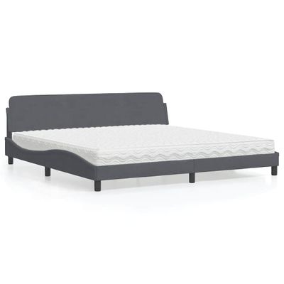 vidaXL Posteľ s matracom Dover tmavosivý 200x200 cm zamat