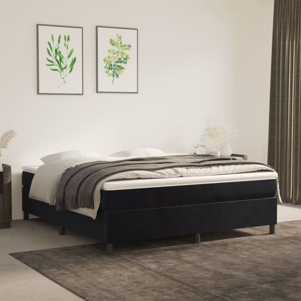 vidaXL Posteľný rám s boxspringom čierny 160x200 cm zamat
